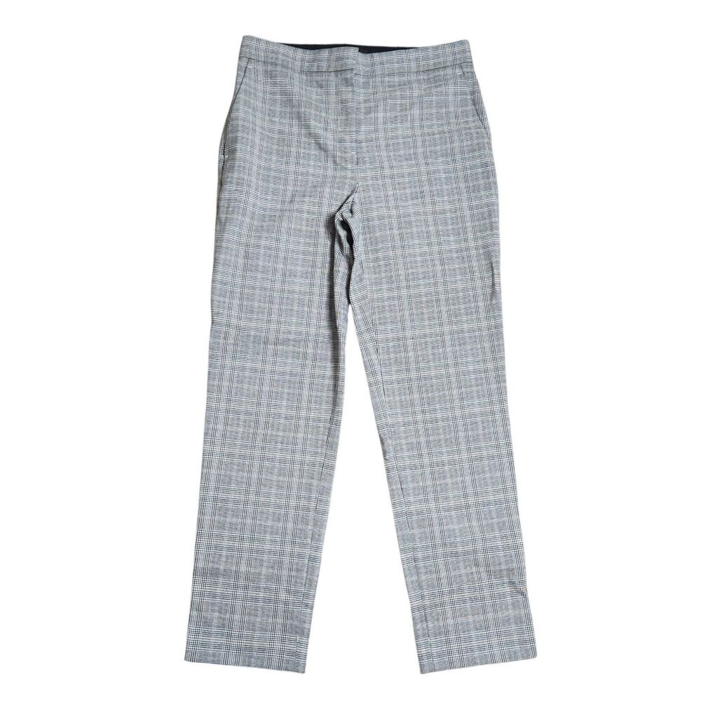 Ann Taylor Glen Plaid Trousers Pants Size 2 Straight Leg Black Tan Dark Academia